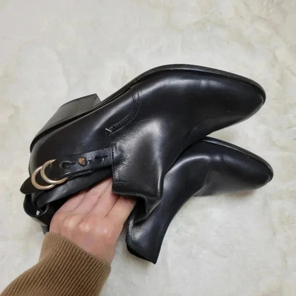 Rag & Bone Sullivan Black Low Heel Bootie 37 Leather Western - Picture 8 of 8